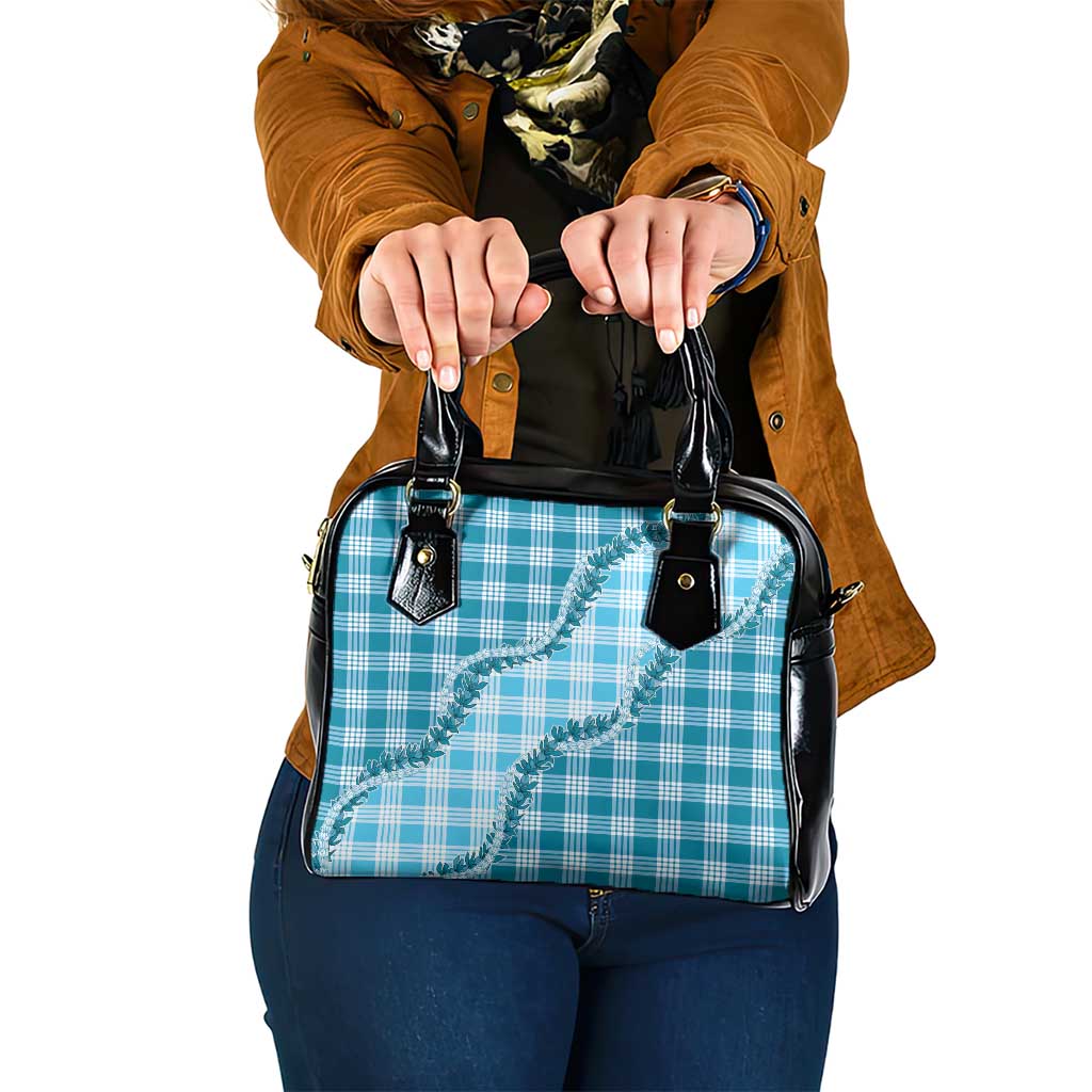 Blue Hawaii Palaka Shoulder Handbag Hawaiian Pikake Lei LT05 One Size Blue - Polynesian Pride
