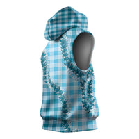 Blue Hawaii Palaka Sleeveless Hoodie Hawaiian Pikake Lei LT05 - Polynesian Pride