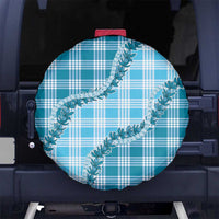 Blue Hawaii Palaka Spare Tire Cover Hawaiian Pikake Lei LT05 No hole Blue - Polynesian Pride