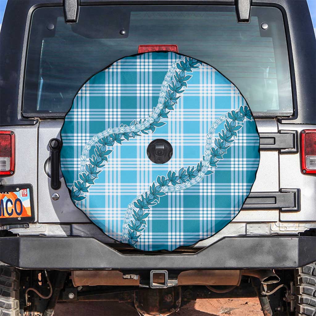 Blue Hawaii Palaka Spare Tire Cover Hawaiian Pikake Lei LT05 Blue - Polynesian Pride