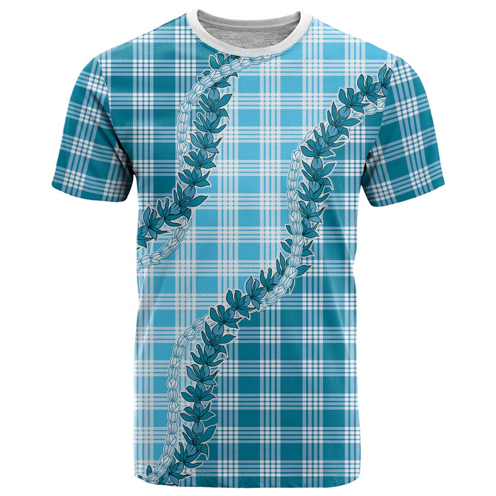 Blue Hawaii Palaka T Shirt Hawaiian Pikake Lei LT05 Blue - Polynesian Pride