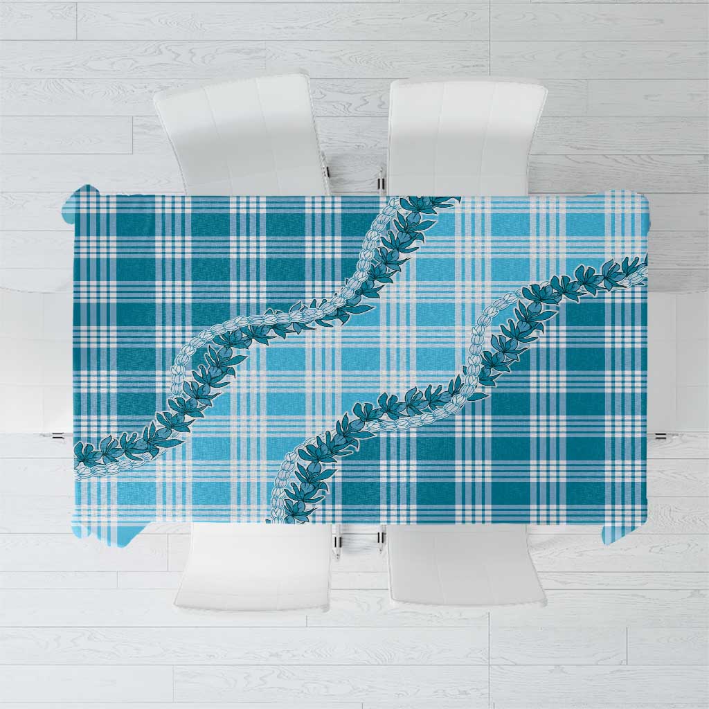 Blue Hawaii Palaka Tablecloth Hawaiian Pikake Lei LT05 Blue - Polynesian Pride