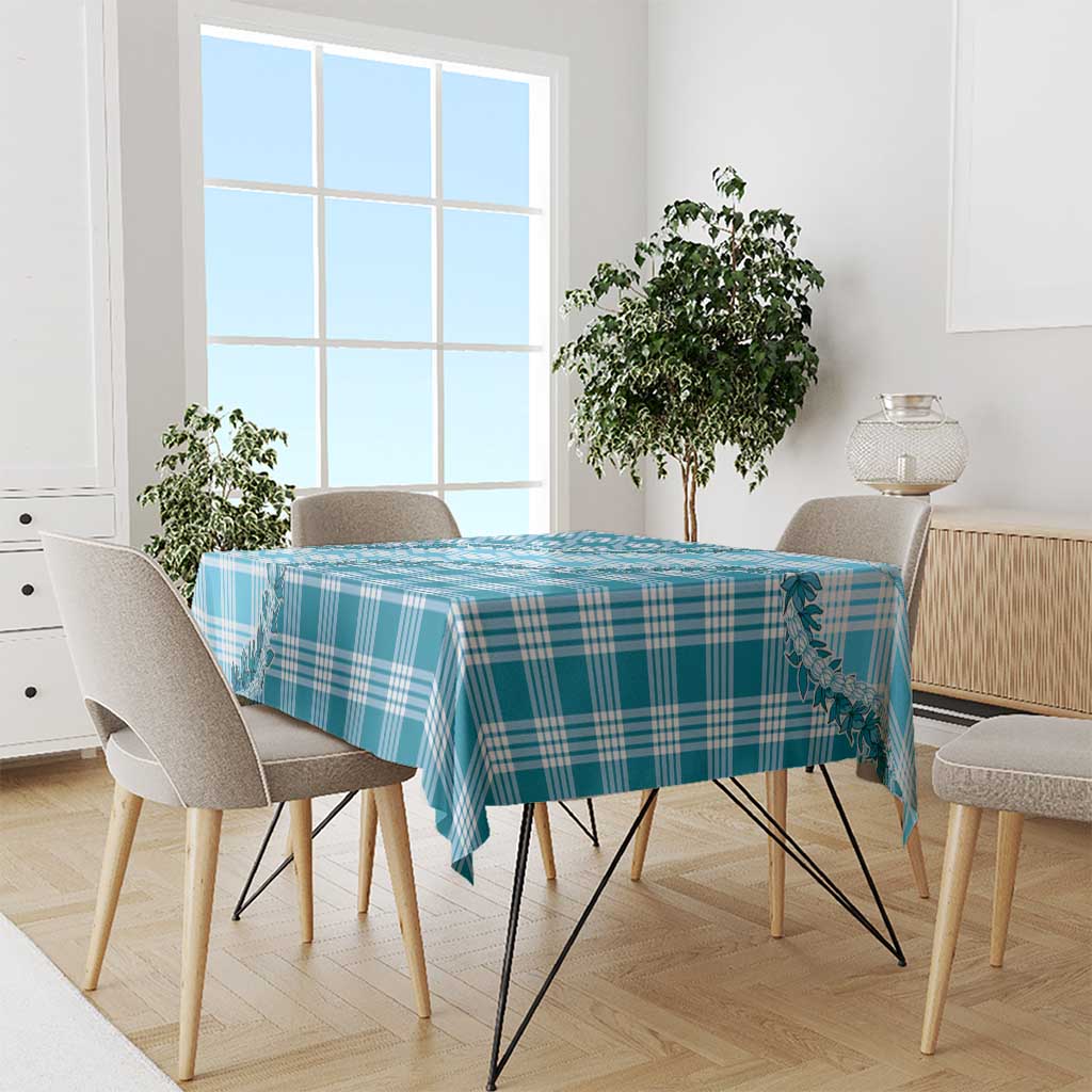 Blue Hawaii Palaka Tablecloth Hawaiian Pikake Lei LT05 - Polynesian Pride