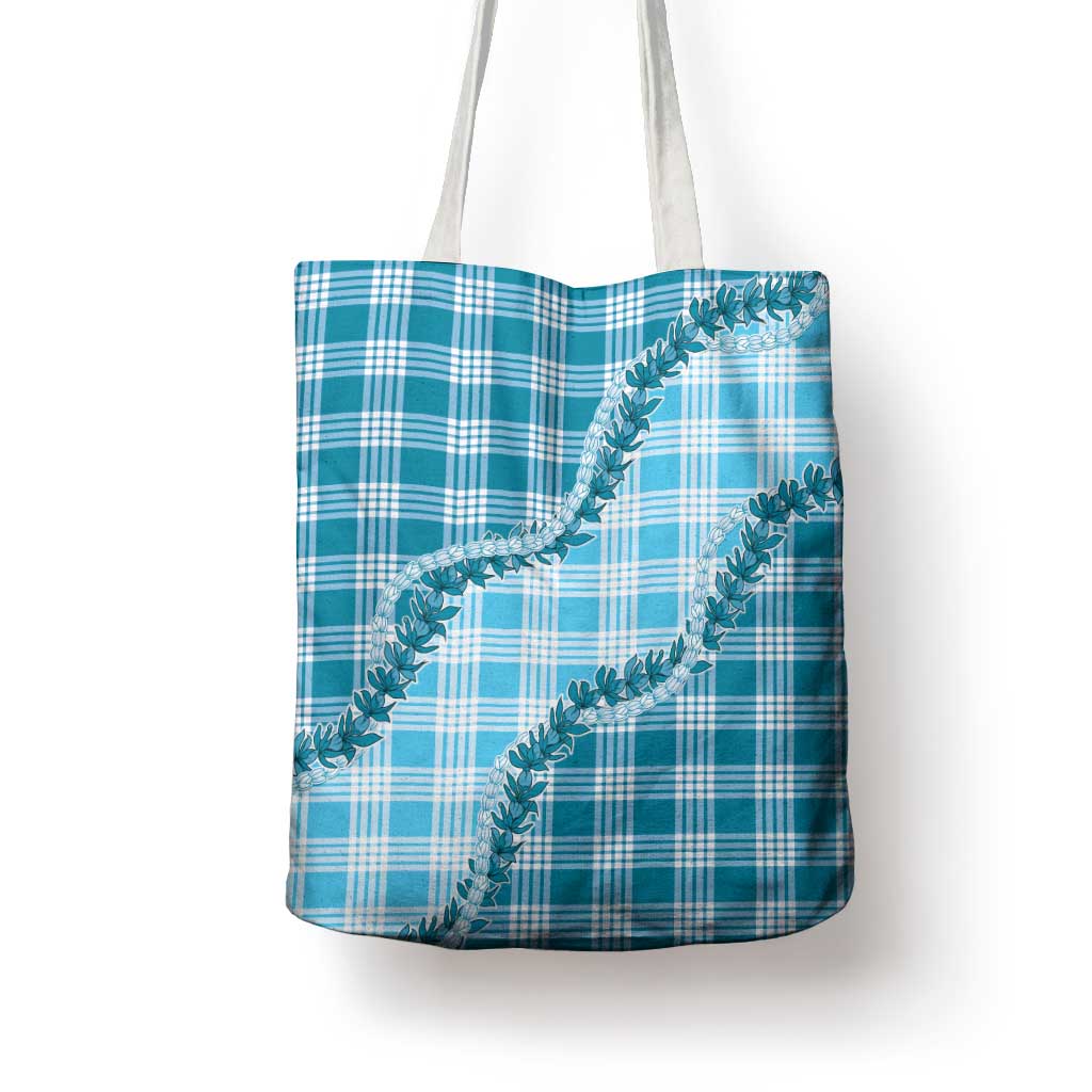Blue Hawaii Palaka Tote Bag Hawaiian Pikake Lei LT05 - Polynesian Pride