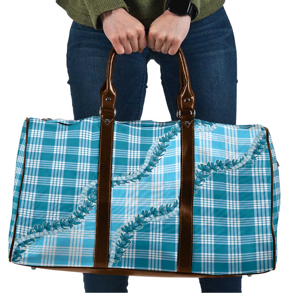Blue Hawaii Palaka Travel Bag Hawaiian Pikake Lei LT05 Blue - Polynesian Pride