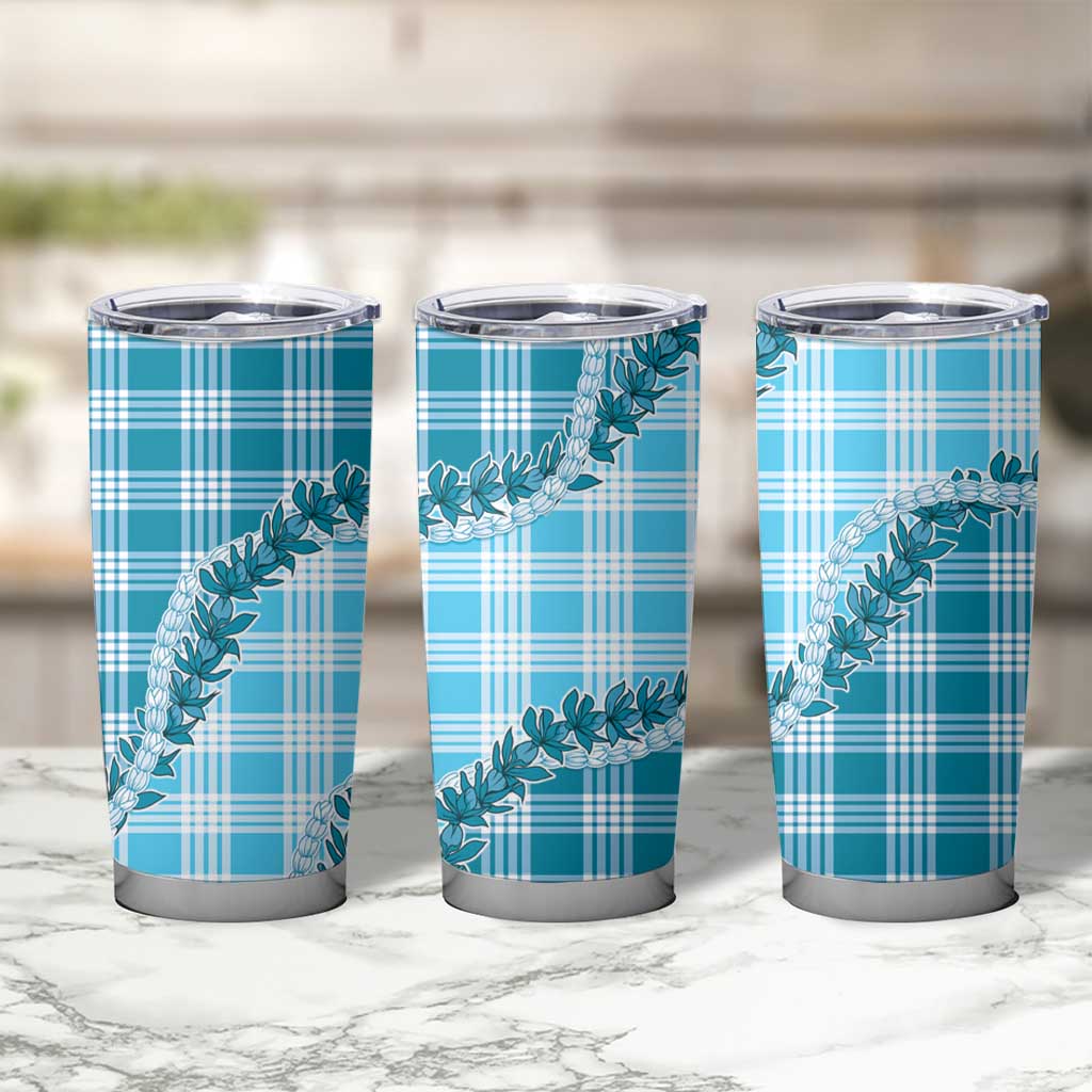 Blue Hawaii Palaka Tumbler Cup Hawaiian Pikake Lei LT05 - Polynesian Pride