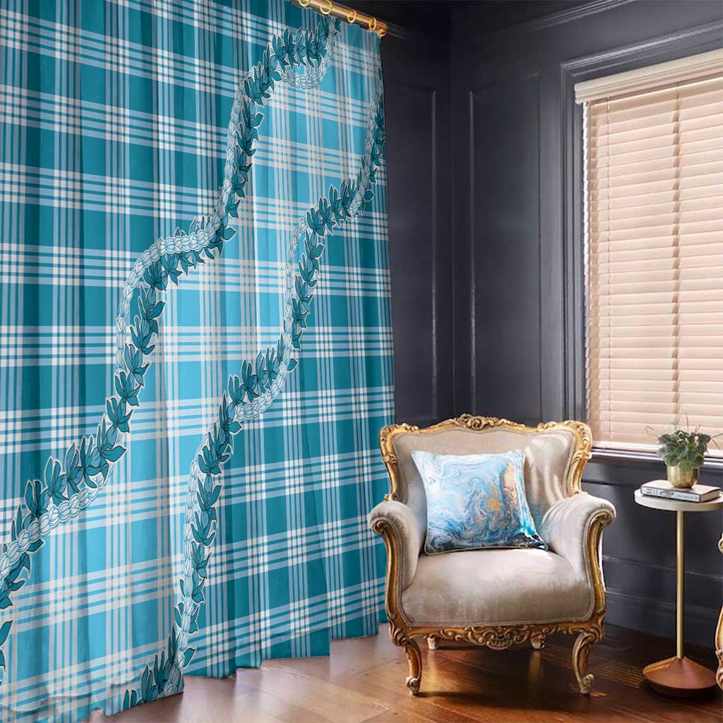 Blue Hawaii Palaka Window Curtain Hawaiian Pikake Lei LT05 - Polynesian Pride