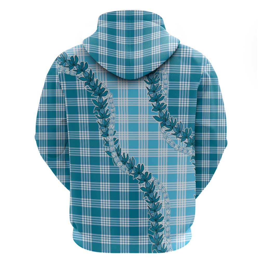 Blue Hawaii Palaka Zip Hoodie Hawaiian Pikake Lei LT05 - Polynesian Pride