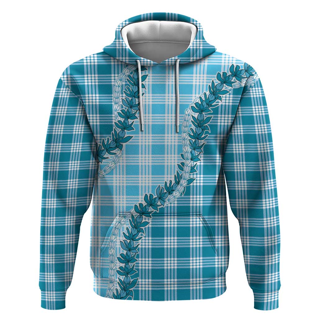 Blue Hawaii Palaka Zip Hoodie Hawaiian Pikake Lei LT05 Pullover Hoodie Blue - Polynesian Pride