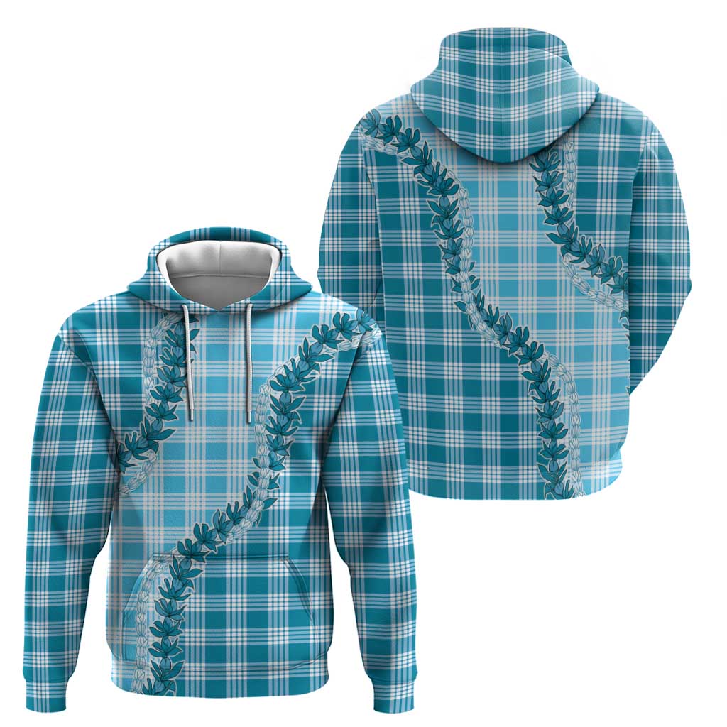 Blue Hawaii Palaka Zip Hoodie Hawaiian Pikake Lei LT05 - Polynesian Pride