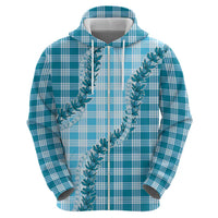 Blue Hawaii Palaka Zip Hoodie Hawaiian Pikake Lei LT05 - Polynesian Pride