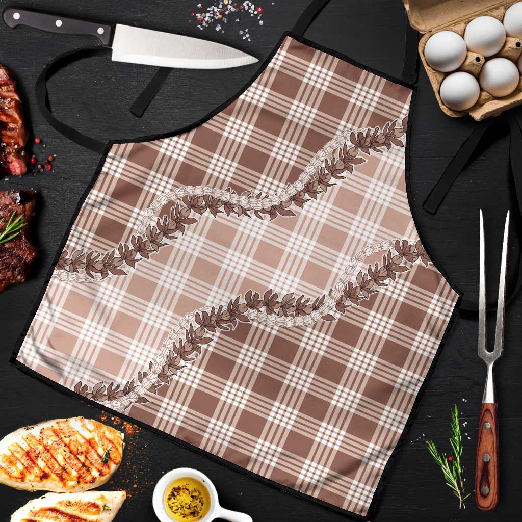 Beige Hawaii Palaka Apron Hawaiian Pikake Lei LT05 Beige - Polynesian Pride