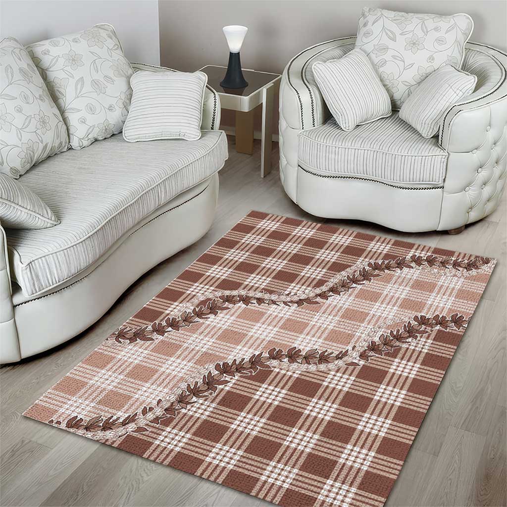 Beige Hawaii Palaka Area Rug Hawaiian Pikake Lei LT05 - Polynesian Pride