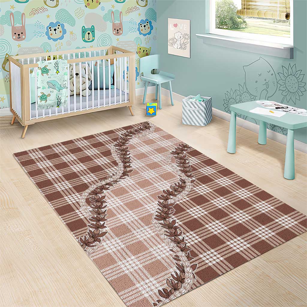 Beige Hawaii Palaka Area Rug Hawaiian Pikake Lei LT05 - Polynesian Pride