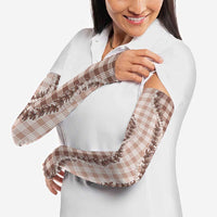 Beige Hawaii Palaka Arm Sleeves Hawaiian Pikake Lei LT05 - Polynesian Pride