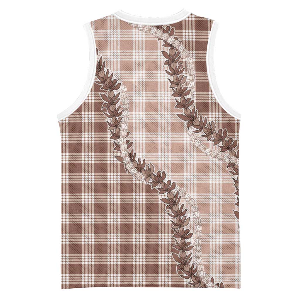 Beige Hawaii Palaka Basketball Jersey Hawaiian Pikake Lei LT05 - Polynesian Pride