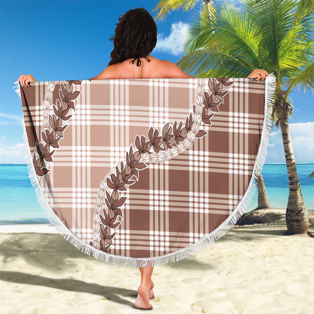 Beige Hawaii Palaka Beach Blanket Hawaiian Pikake Lei LT05 - Polynesian Pride