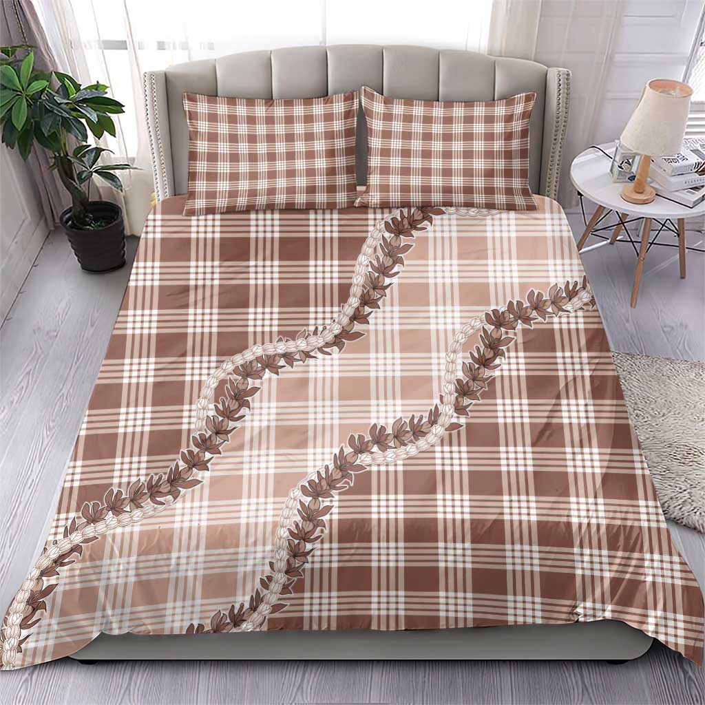 Beige Hawaii Palaka Bedding Set Hawaiian Pikake Lei LT05 - Polynesian Pride