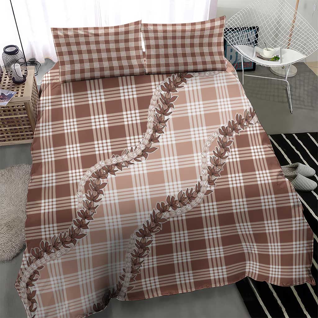 Beige Hawaii Palaka Bedding Set Hawaiian Pikake Lei LT05 - Polynesian Pride