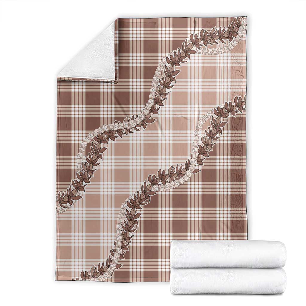 Beige Hawaii Palaka Blanket Hawaiian Pikake Lei LT05 - Polynesian Pride