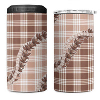 Beige Hawaii Palaka 4 in 1 Can Cooler Tumbler Hawaiian Pikake Lei