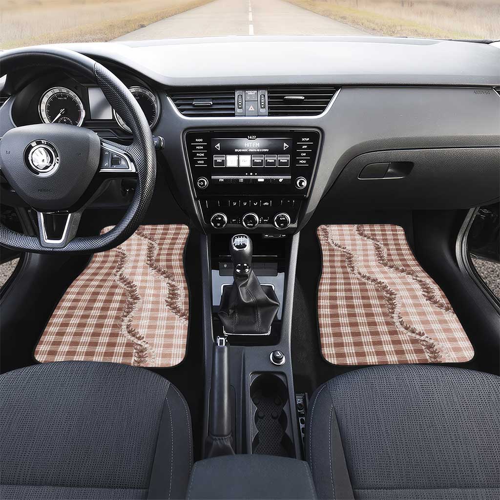Beige Hawaii Palaka Car Mats Hawaiian Pikake Lei LT05 Set 2pcs - Front Beige - Polynesian Pride