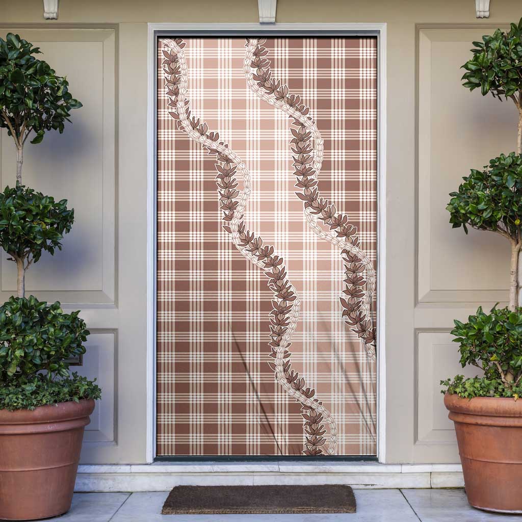 Beige Hawaii Palaka Door Cover Hawaiian Pikake Lei