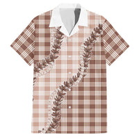 Beige Hawaii Palaka Family Matching Short Sleeve Bodycon Dress and Hawaiian Shirt Hawaiian Pikake Lei