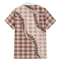 Beige Hawaii Palaka Family Matching Short Sleeve Bodycon Dress and Hawaiian Shirt Hawaiian Pikake Lei