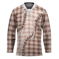 Beige Hawaii Palaka Hockey Jersey Hawaiian Pikake Lei LT05 Unisex Beige - Polynesian Pride