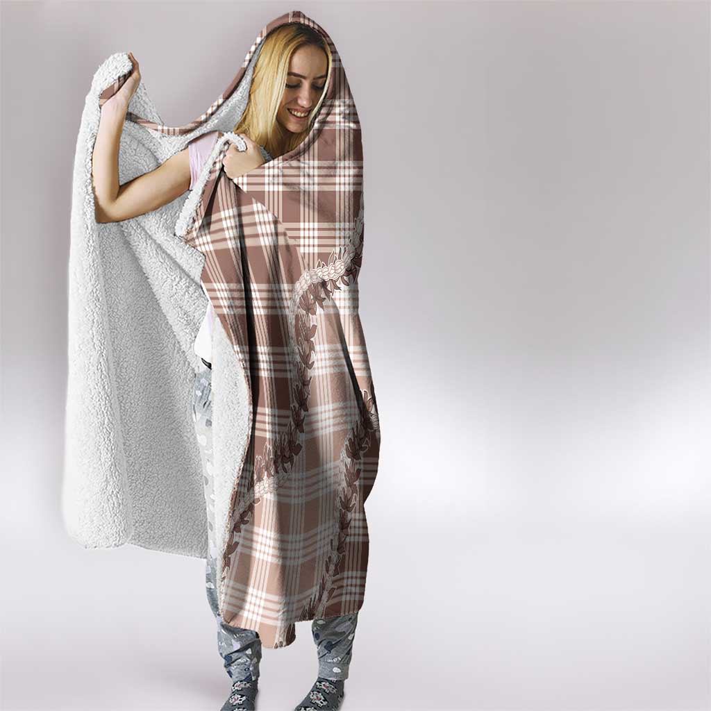 Beige Hawaii Palaka Hooded Blanket Hawaiian Pikake Lei
