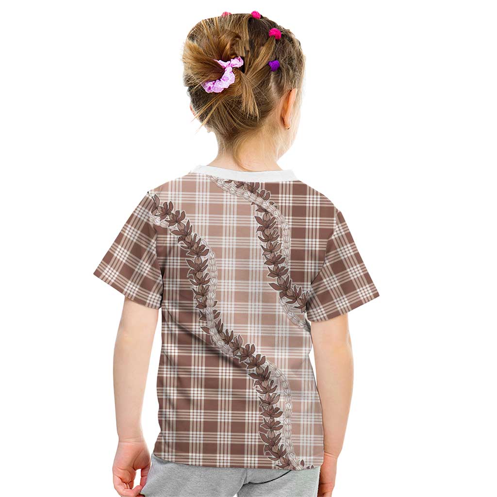 Beige Hawaii Palaka Kid T Shirt Hawaiian Pikake Lei LT05 - Polynesian Pride
