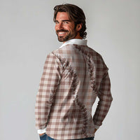 Beige Hawaii Palaka Long Sleeve Polo Shirt Hawaiian Pikake Lei LT05 - Polynesian Pride
