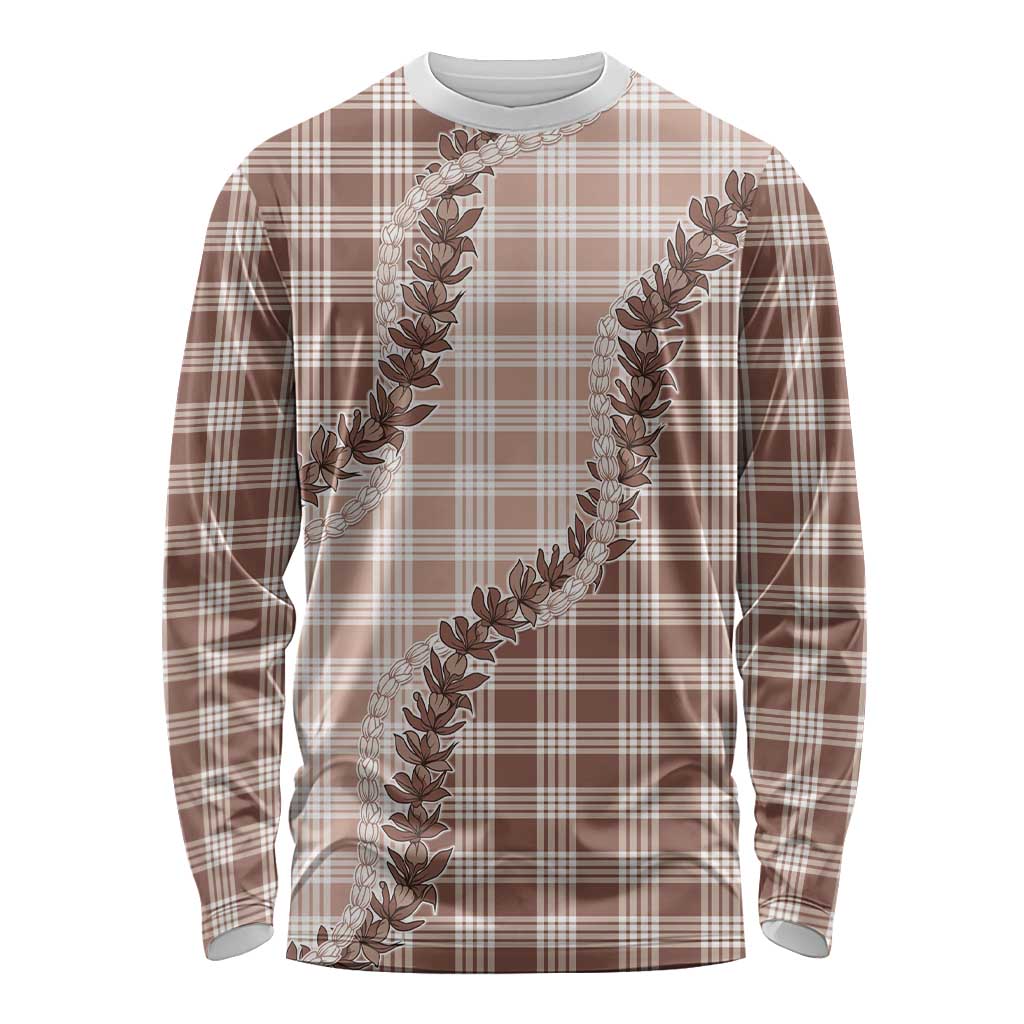 Beige Hawaii Palaka Long Sleeve Shirt Hawaiian Pikake Lei LT05 Unisex Beige - Polynesian Pride