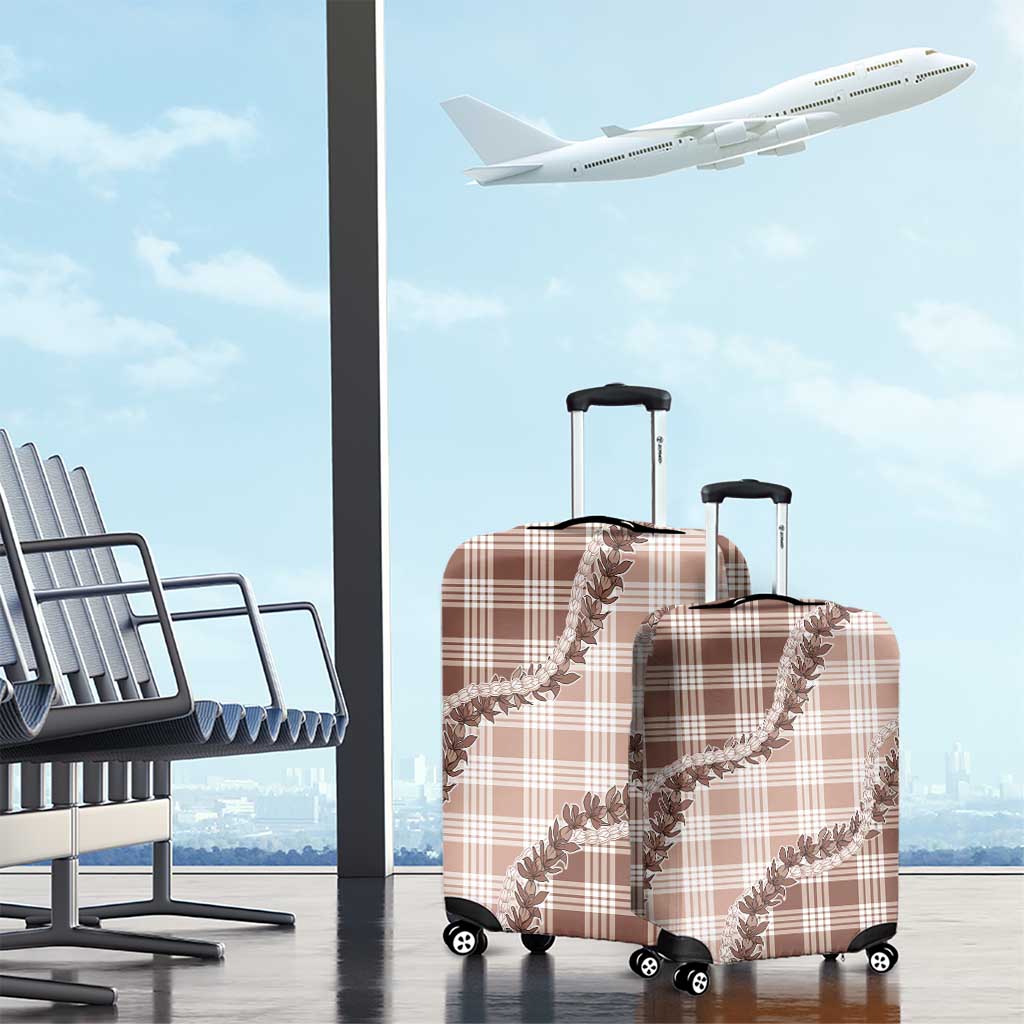 Beige Hawaii Palaka Luggage Cover Hawaiian Pikake Lei LT05 - Polynesian Pride