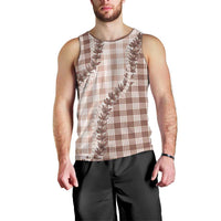 Beige Hawaii Palaka Men Tank Top Hawaiian Pikake Lei LT05 - Polynesian Pride