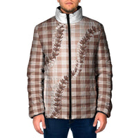 Beige Hawaii Palaka Padded Jacket Hawaiian Pikake Lei LT05 Men Beige - Polynesian Pride