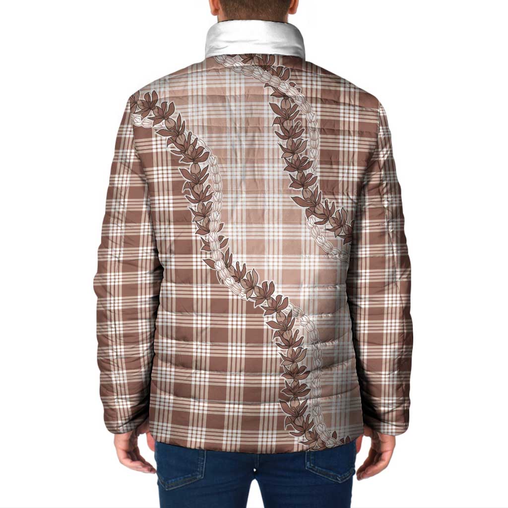 Beige Hawaii Palaka Padded Jacket Hawaiian Pikake Lei LT05 - Polynesian Pride