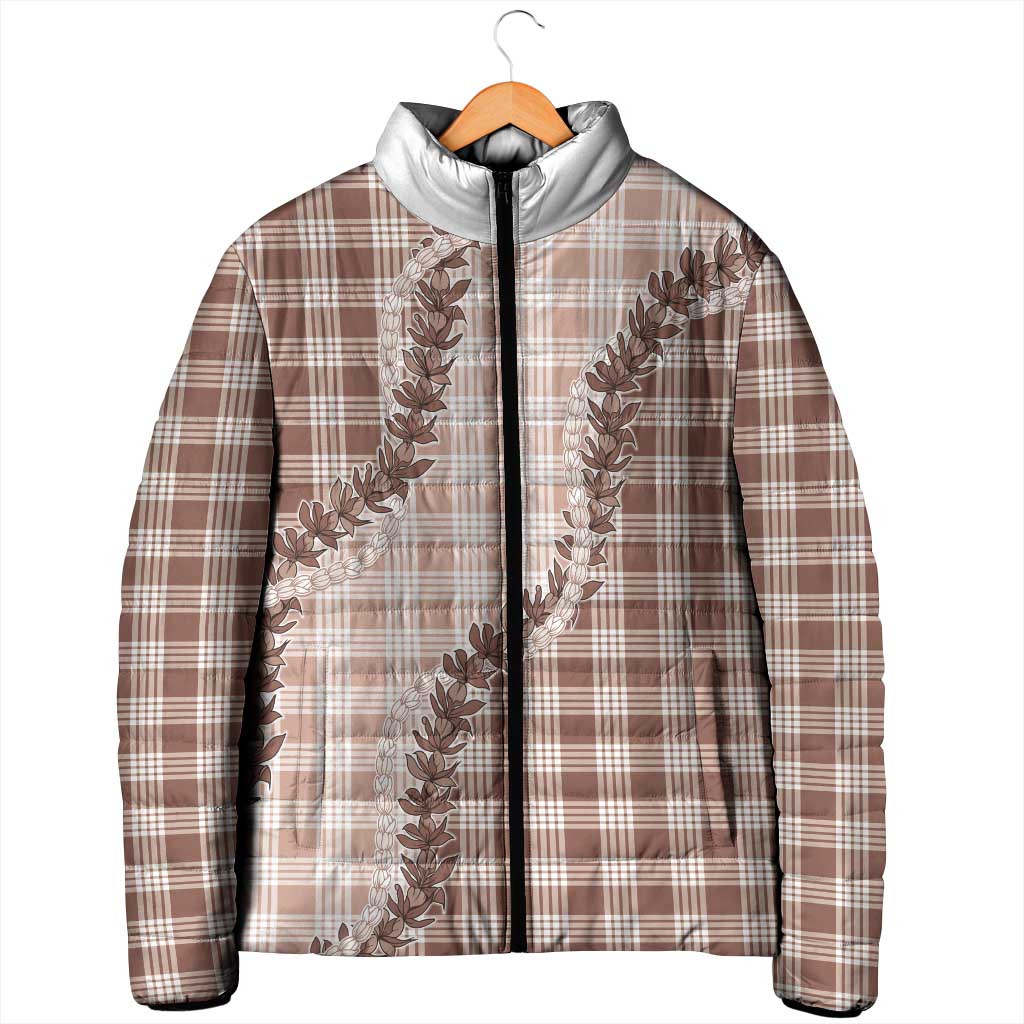 Beige Hawaii Palaka Padded Jacket Hawaiian Pikake Lei LT05 - Polynesian Pride