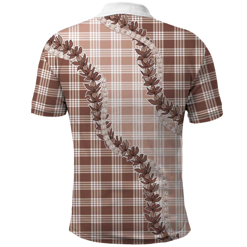 Beige Hawaii Palaka Polo Shirt Hawaiian Pikake Lei LT05 - Polynesian Pride