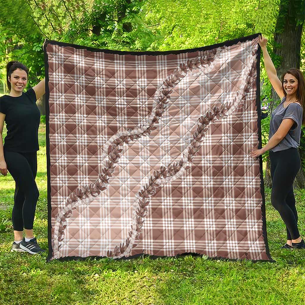 Beige Hawaii Palaka Quilt Hawaiian Pikake Lei LT05 - Polynesian Pride