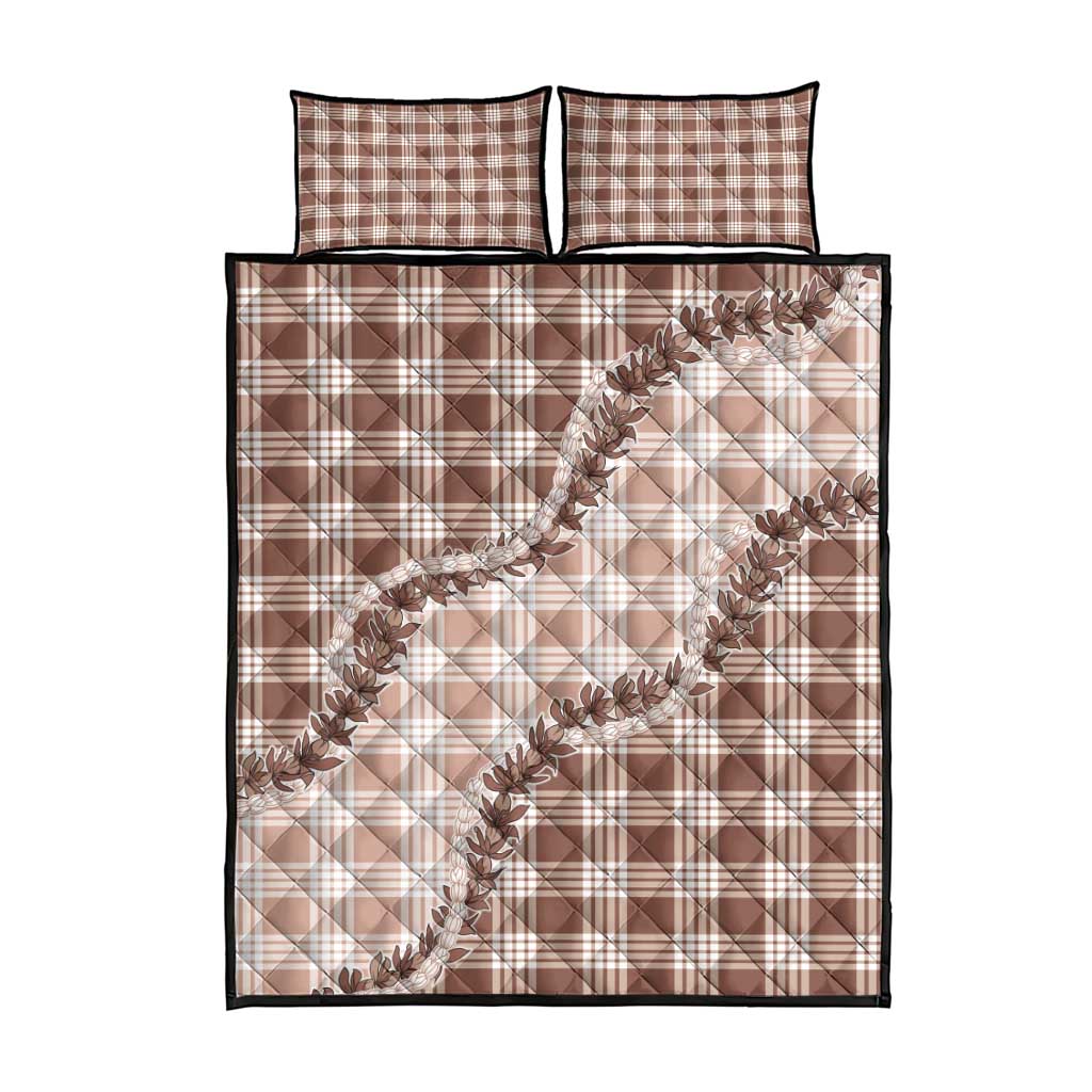 Beige Hawaii Palaka Quilt Bed Set Hawaiian Pikake Lei LT05 - Polynesian Pride