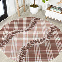 Beige Hawaii Palaka Round Carpet Hawaiian Pikake Lei