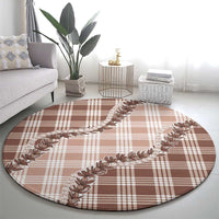 Beige Hawaii Palaka Round Carpet Hawaiian Pikake Lei