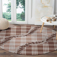 Beige Hawaii Palaka Round Carpet Hawaiian Pikake Lei