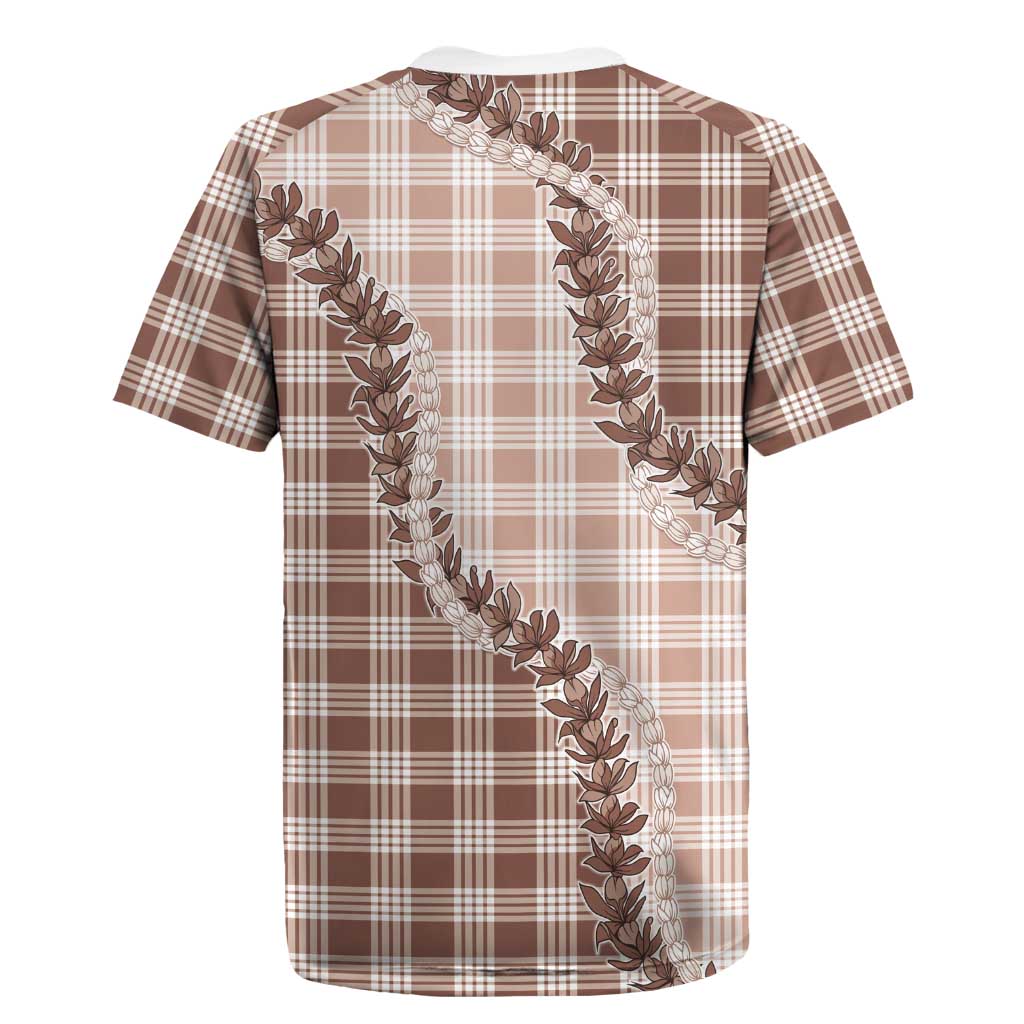 Beige Hawaii Palaka Rugby Jersey Hawaiian Pikake Lei LT05 - Polynesian Pride