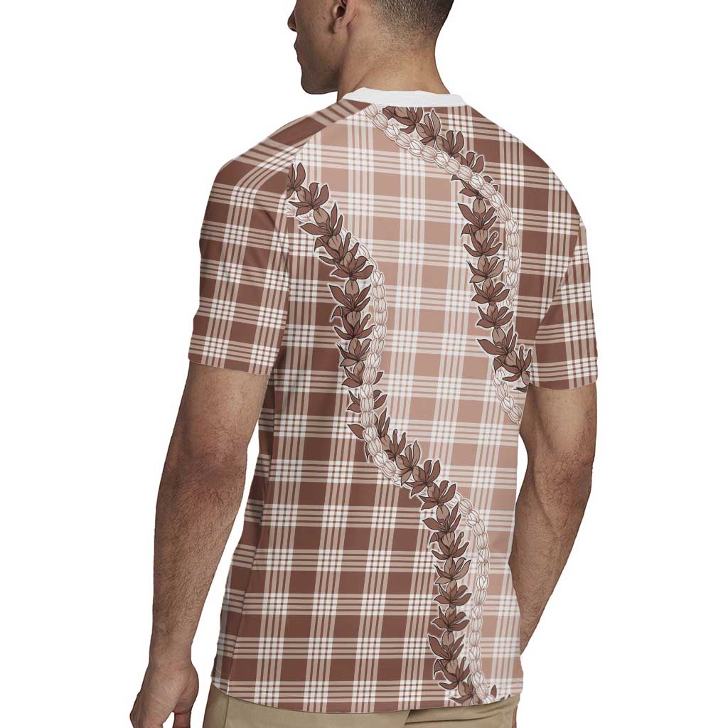 Beige Hawaii Palaka Rugby Jersey Hawaiian Pikake Lei LT05 - Polynesian Pride