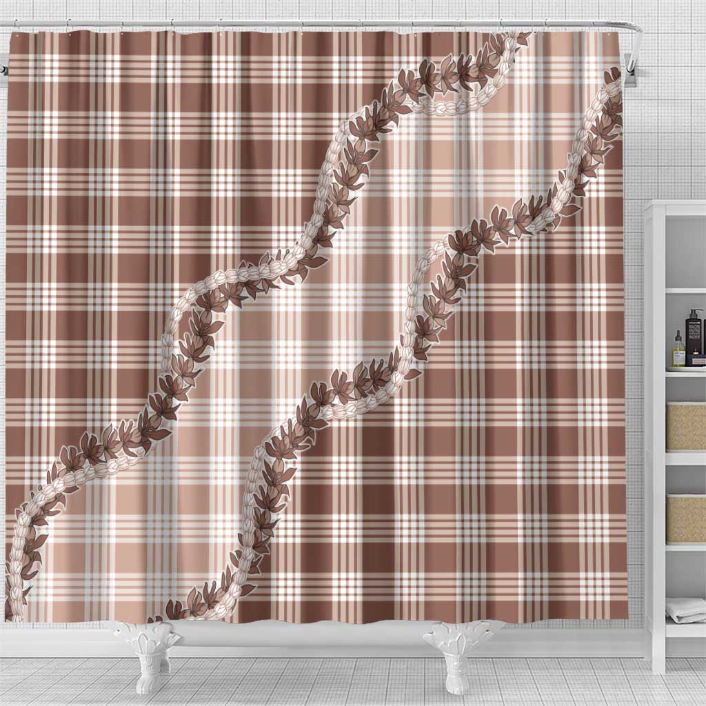 Beige Hawaii Palaka Shower Curtain Hawaiian Pikake Lei LT05 - Polynesian Pride