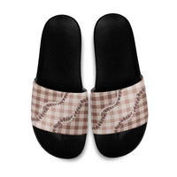 Beige Hawaii Palaka Slide Sandals Hawaiian Pikake Lei LT05 Beige - Polynesian Pride