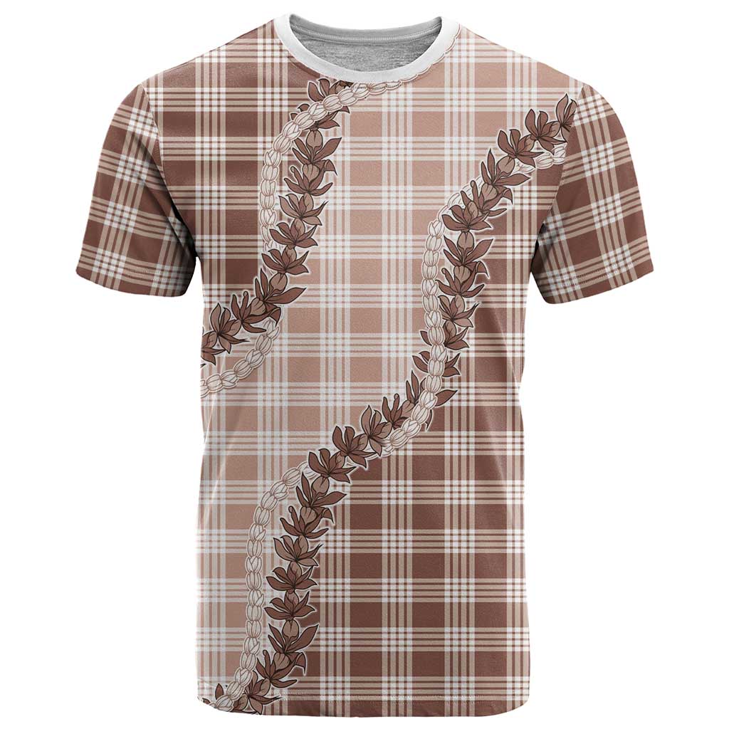 Beige Hawaii Palaka T Shirt Hawaiian Pikake Lei LT05 Beige - Polynesian Pride